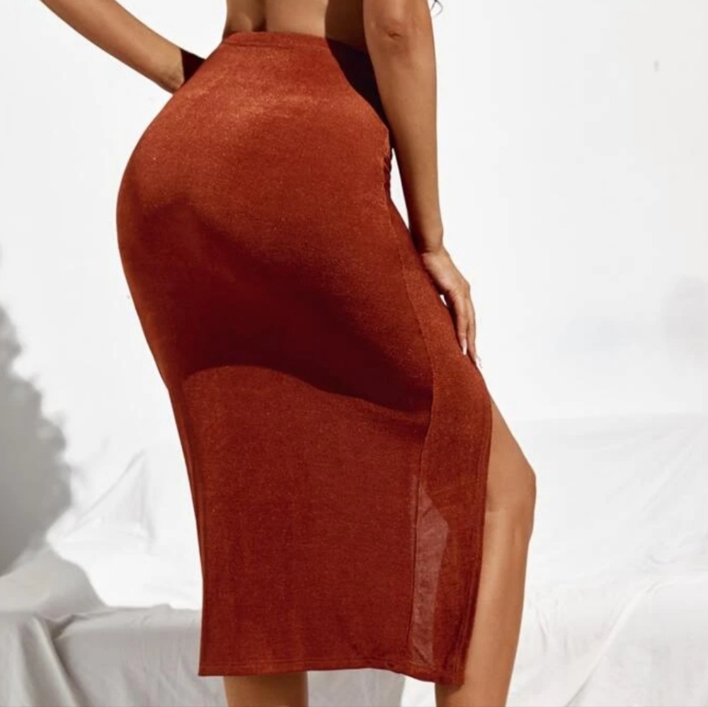Rust Brown split skirt - Picture 2 of 4